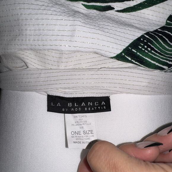 La Blanca By Rod Beattie Sarong Wrap Skirt Scarf Floral Metallic Made In Italy - Picture 3 of 6